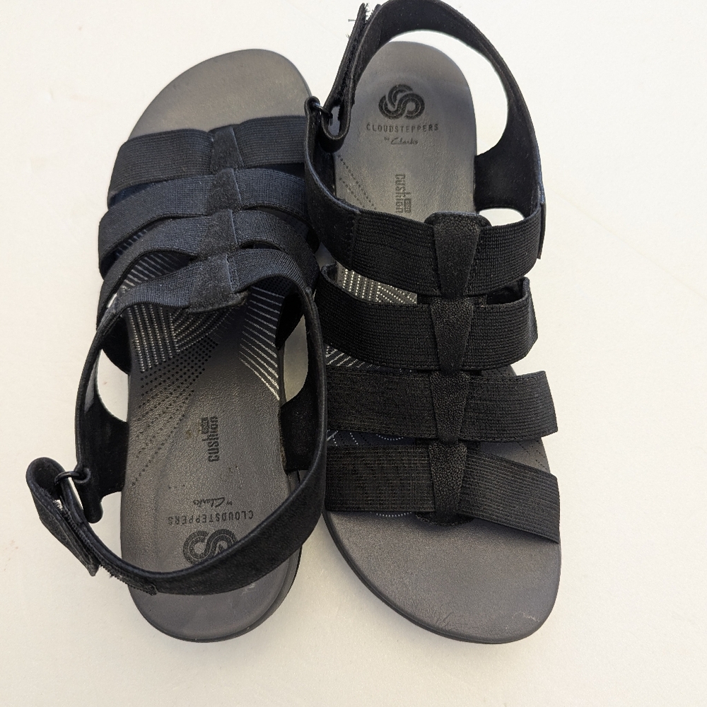 Clarks Cloudsteppers Arla Shaylie Platform Sandals In Black Size 9